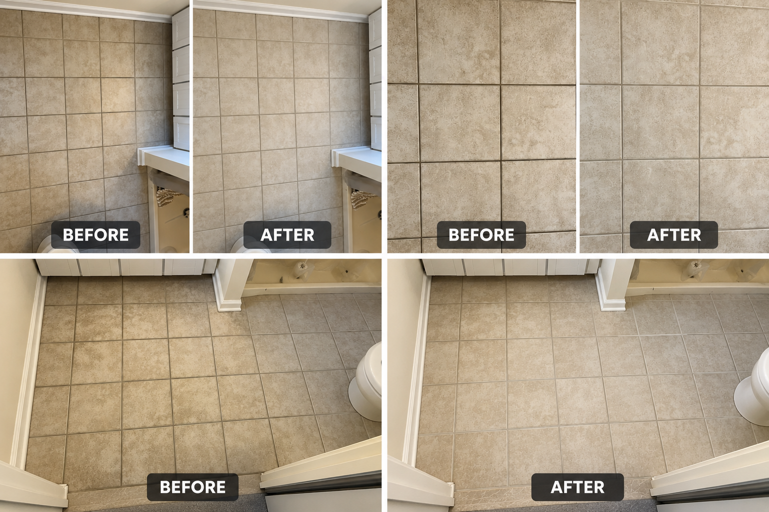 Tile and grout cleaning before and after by Spotless Floors and More